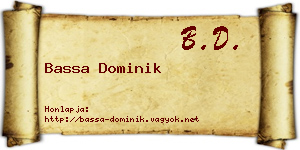 Bassa Dominik névjegykártya